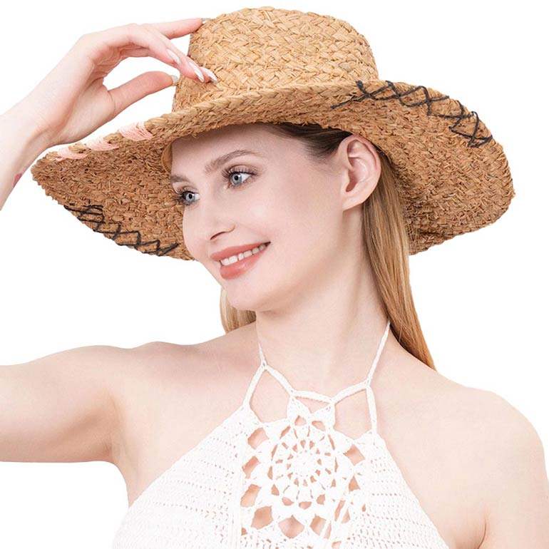 Raffia Pointed Straw Sun Hat - Madeline Love - Flyclothing LLC