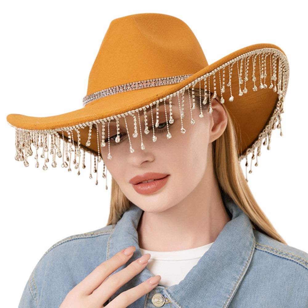 Rhinestone Band with Pointed Stones Paved Cowboy Western Hat - Madeline Love - Flyclothing LLC
