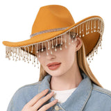 Rhinestone Band with Pointed Stones Paved Cowboy Western Hat - Madeline Love - Flyclothing LLC