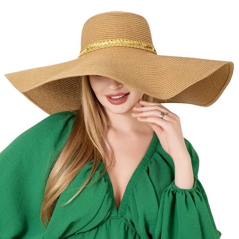 Sequin Band Pointed Straw Sun Hat - Madeline Love - Flyclothing LLC