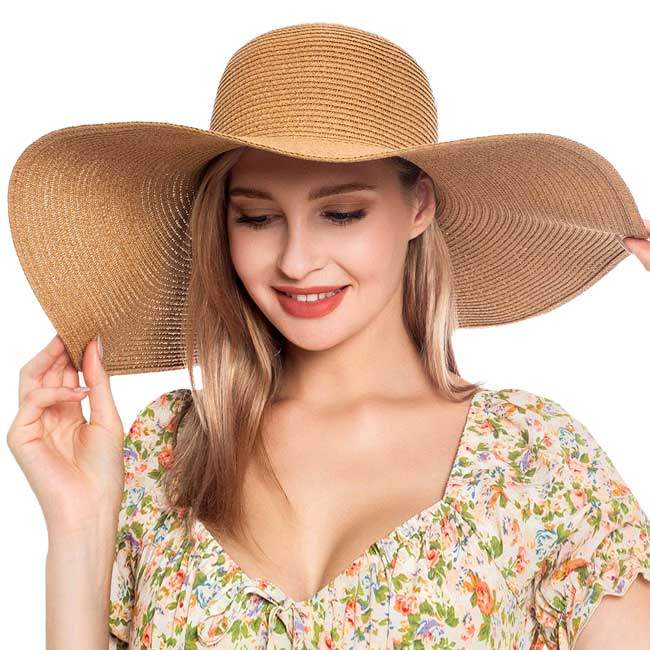 Solid Floppy Straw Sun Hat - Madeline Love - Flyclothing LLC