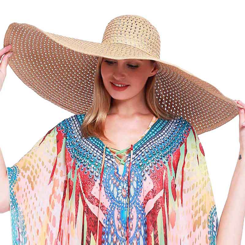 Super Wide Brim Straw Sun Hat - Madeline Love - Flyclothing LLC