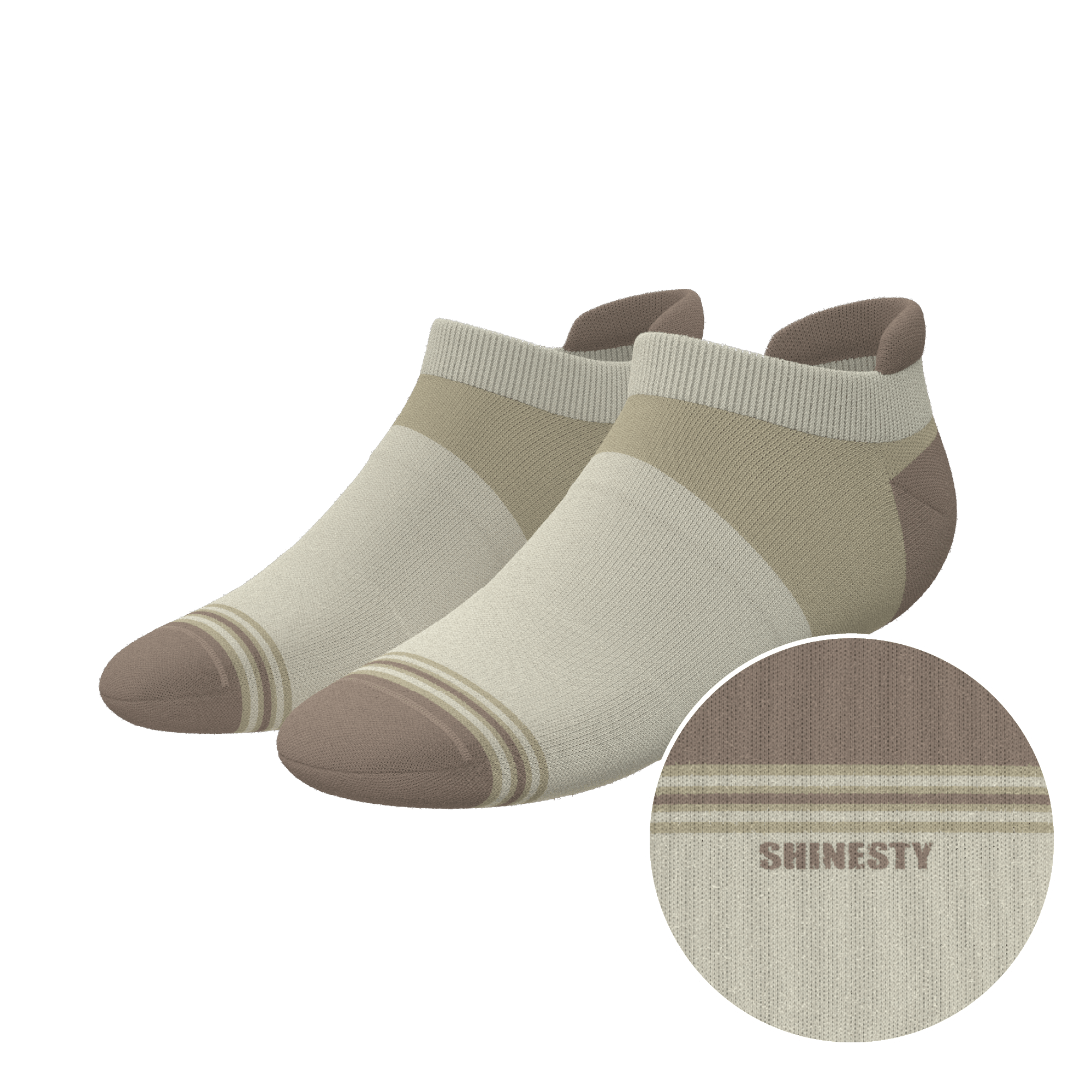 The Khaki | Tan Color Block Heel Hammock™ Ankle Socks - Shinesty