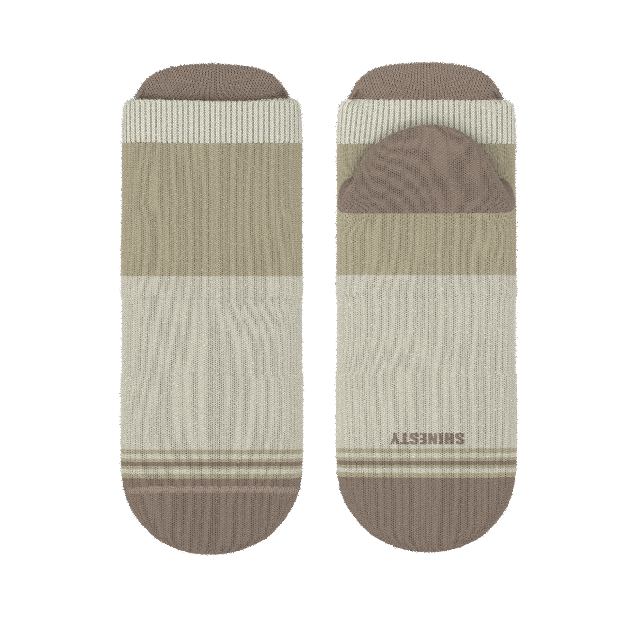 The Khaki | Tan Color Block Heel Hammock™ Ankle Socks - Shinesty