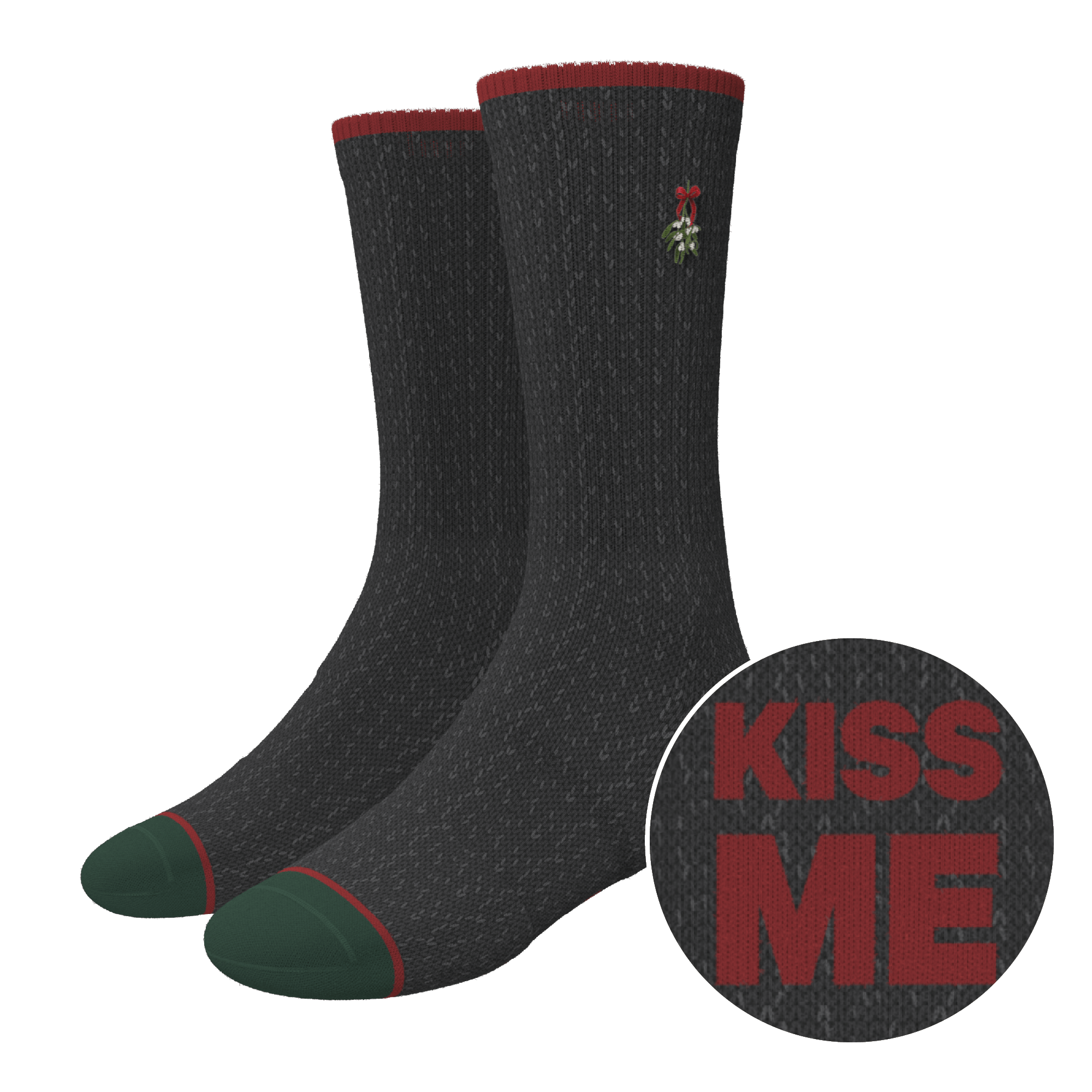 The Kiss Me There | Mistletoe Heel Hammock™ Crew Socks - Shinesty