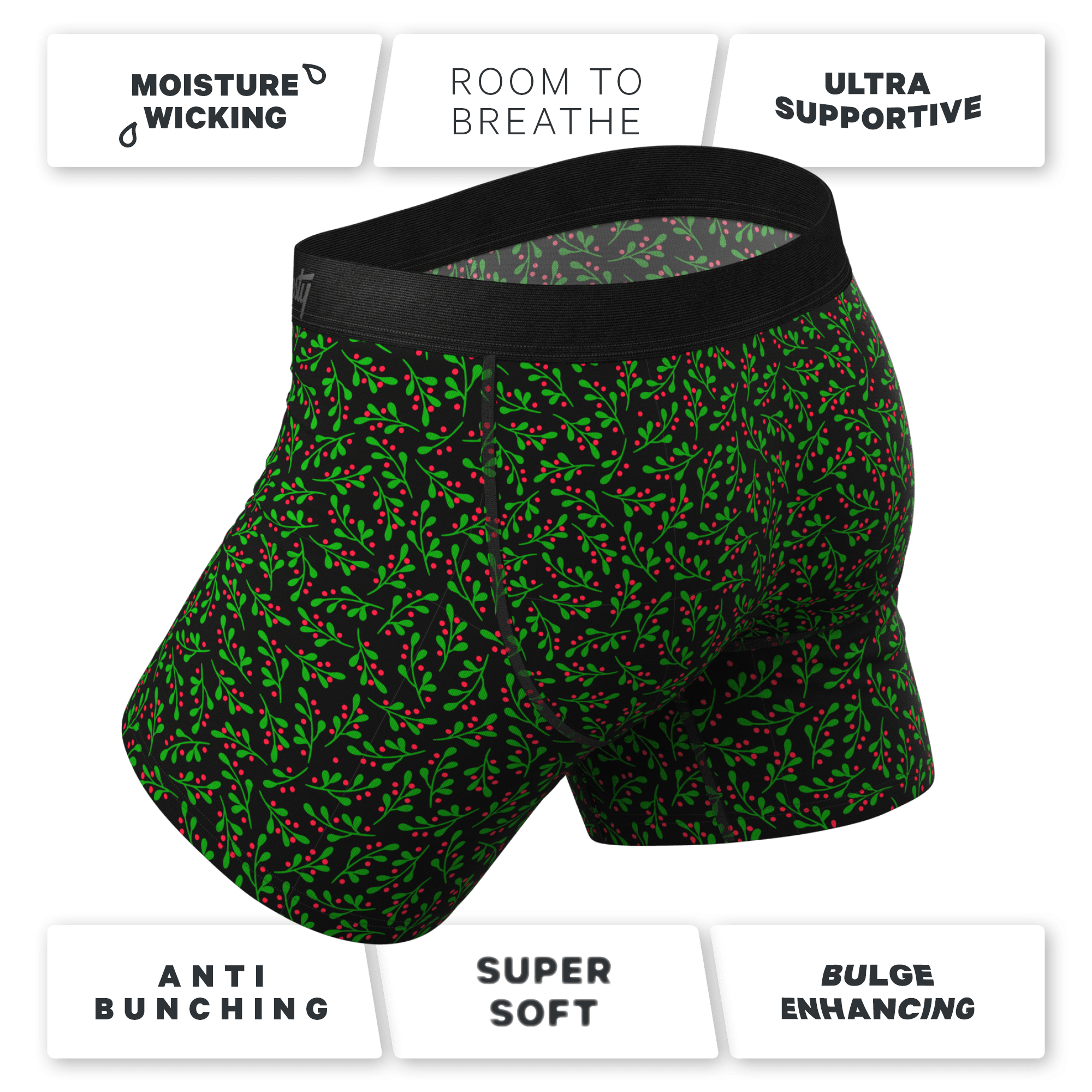 The Kiss Me There | Mistletoe Ball Hammock® Pouch Underwear With Fly - Shinesty