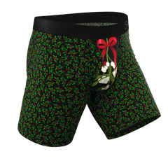 The Kiss Me There | Mistletoe Long Leg Ball Hammock® Pouch Boxers With Fly - Shinesty