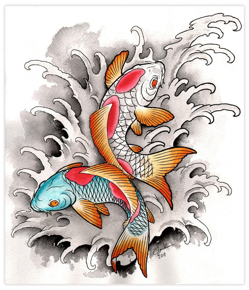 Black Market Art Company Koi At Play Print