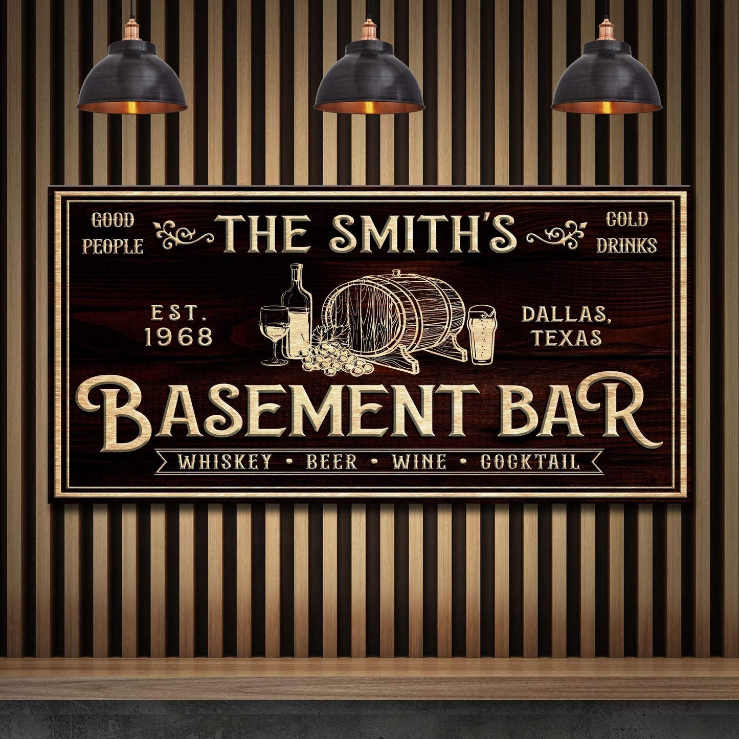 Personalized Basement Bar Sign - Tailored Canvases - Flyclothing LLC