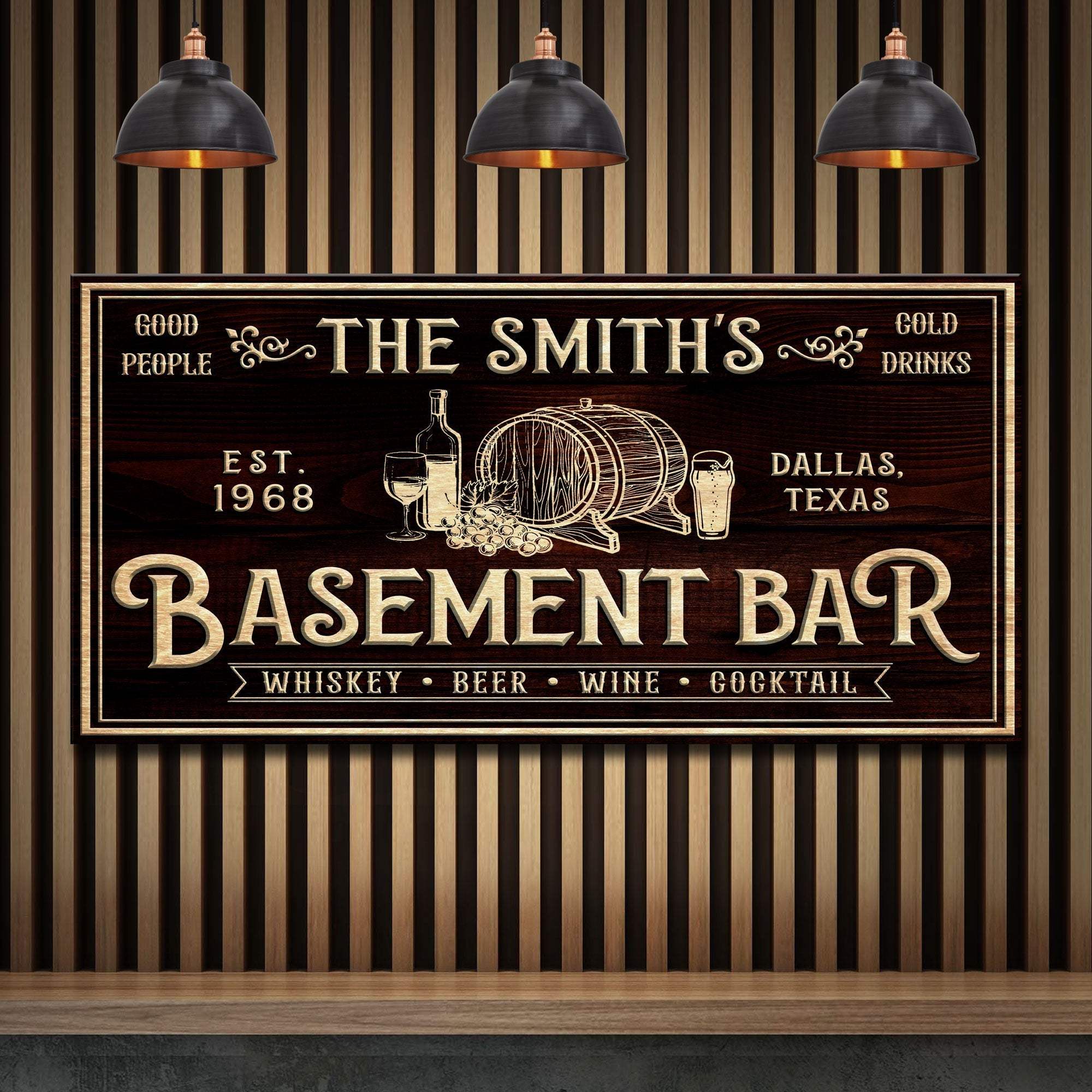 Personalized Basement Bar Sign - Tailored Canvases - Flyclothing LLC