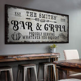 Personalized Bar and Grill Sign - Tailored Canvases - Flyclothing LLC
