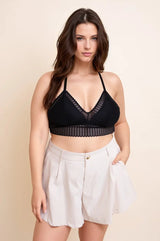 Ribbed Lace Boho Racerback Bralette Plus - Boho Clothing and Accessories - Flyclothing LLC