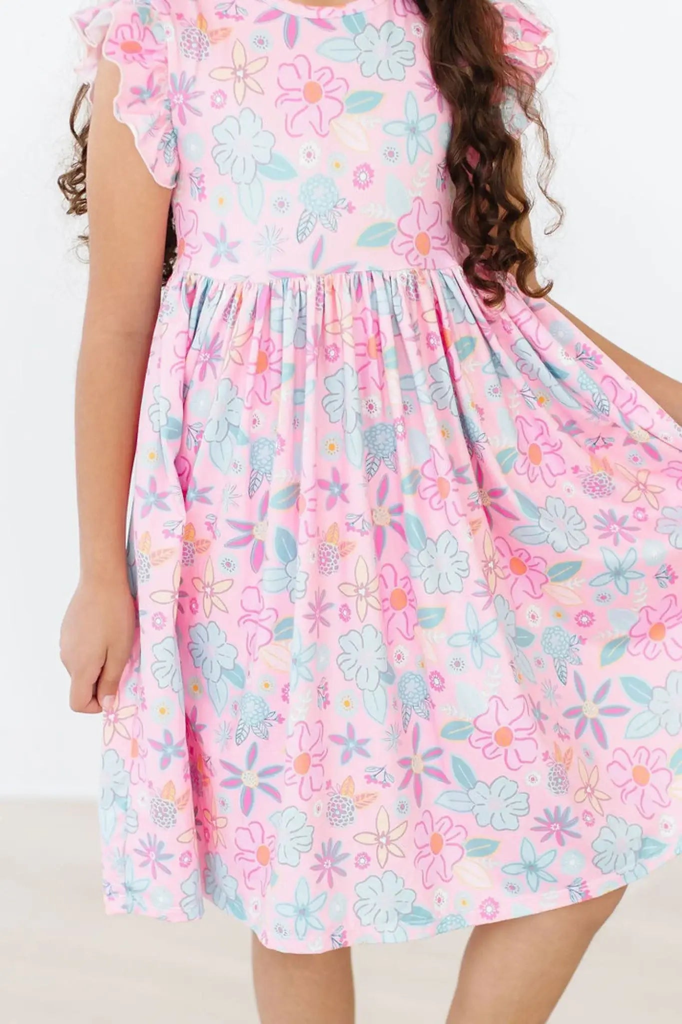 Beachy Blooms Flutter Sleeve Twirl Dress - Mila & Rose ® - Flyclothing LLC