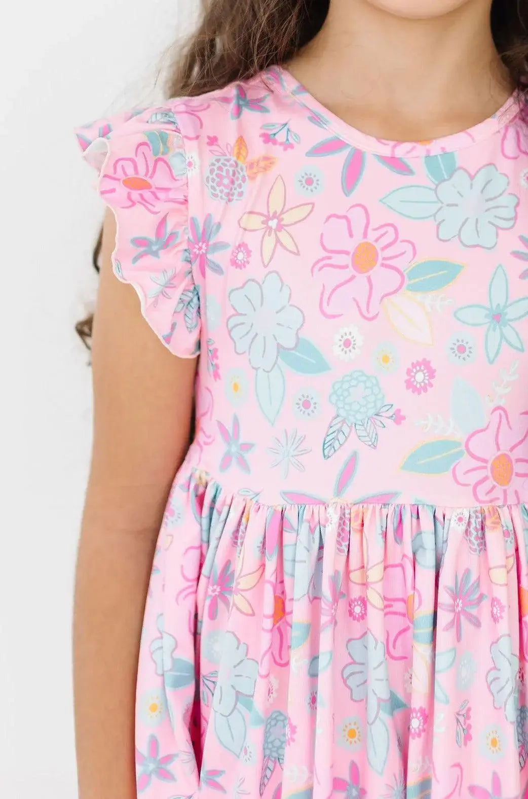Beachy Blooms Flutter Sleeve Twirl Dress - Mila & Rose ® - Flyclothing LLC
