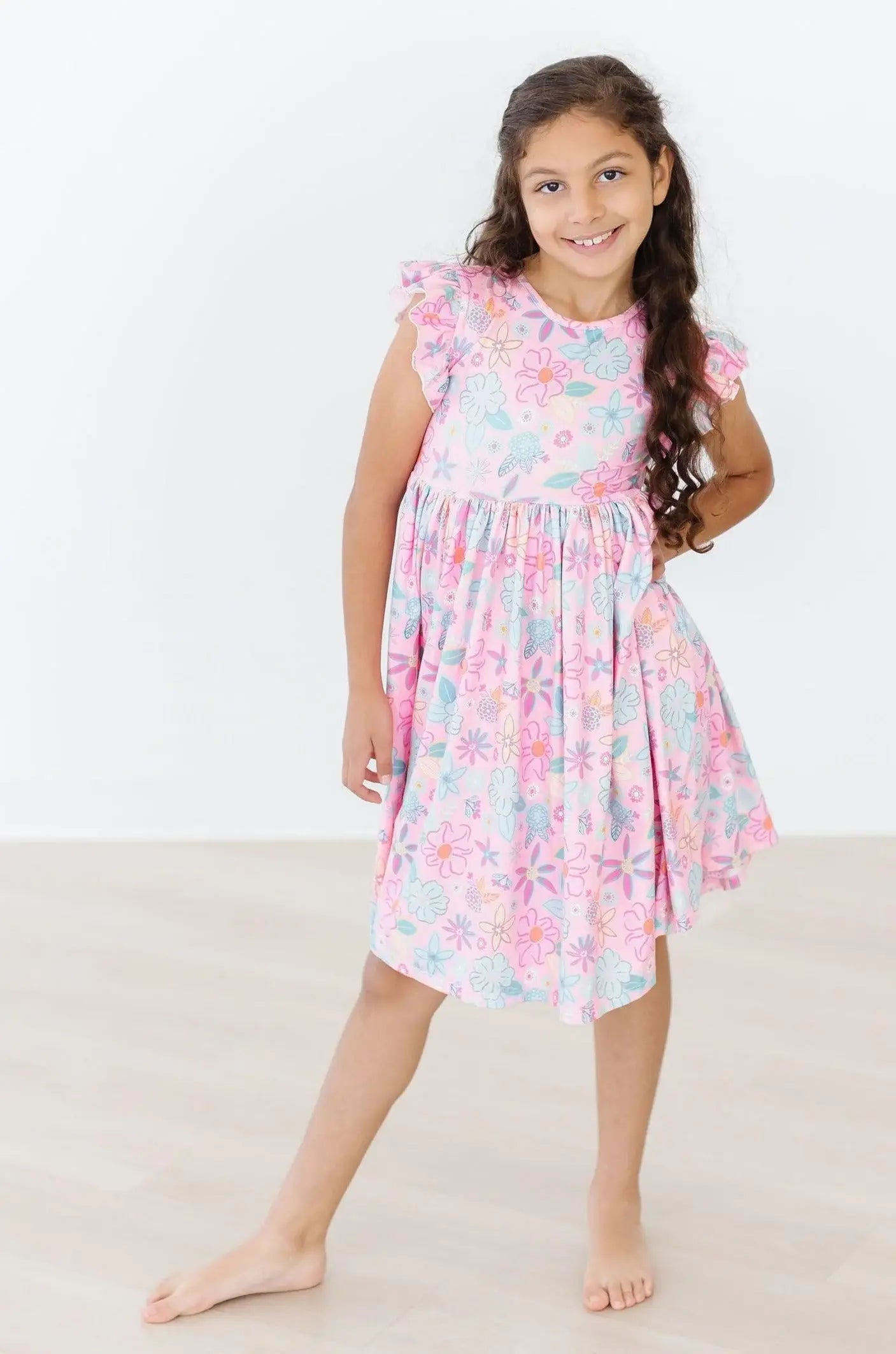 Beachy Blooms Flutter Sleeve Twirl Dress - Mila & Rose ® - Flyclothing LLC