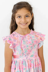Beachy Blooms Flutter Sleeve Twirl Dress - Mila & Rose ® - Flyclothing LLC