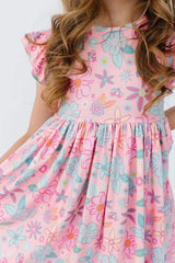 Beachy Blooms Flutter Sleeve Twirl Dress - Mila & Rose ® - Flyclothing LLC
