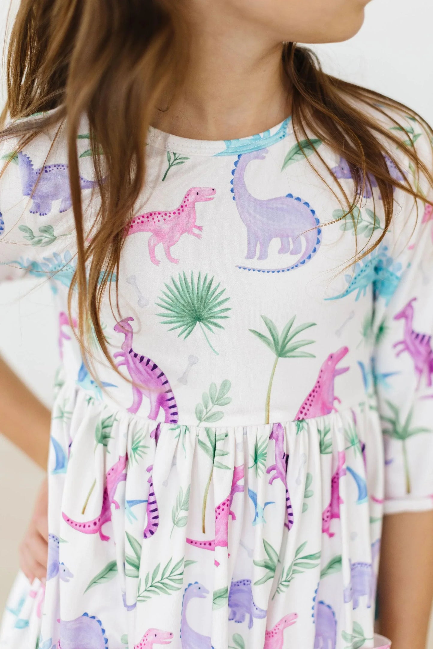 Dino Darling 3/4 Sleeve Pocket Twirl Dress - Mila & Rose ® - Flyclothing LLC