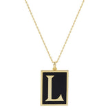Gold Dipped Enamel Rectangle Monogram Pendant Necklace - Madeline Love - Flyclothing LLC