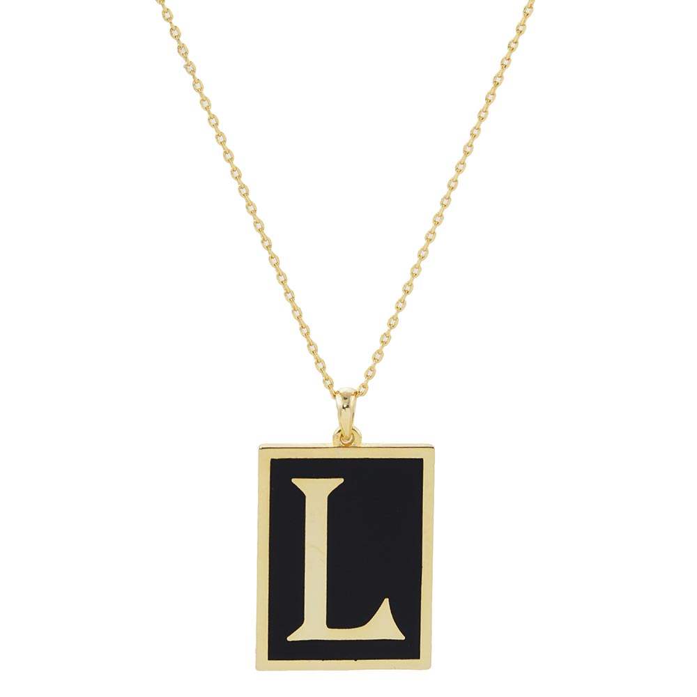 Gold Dipped Enamel Rectangle Monogram Pendant Necklace - Madeline Love - Flyclothing LLC