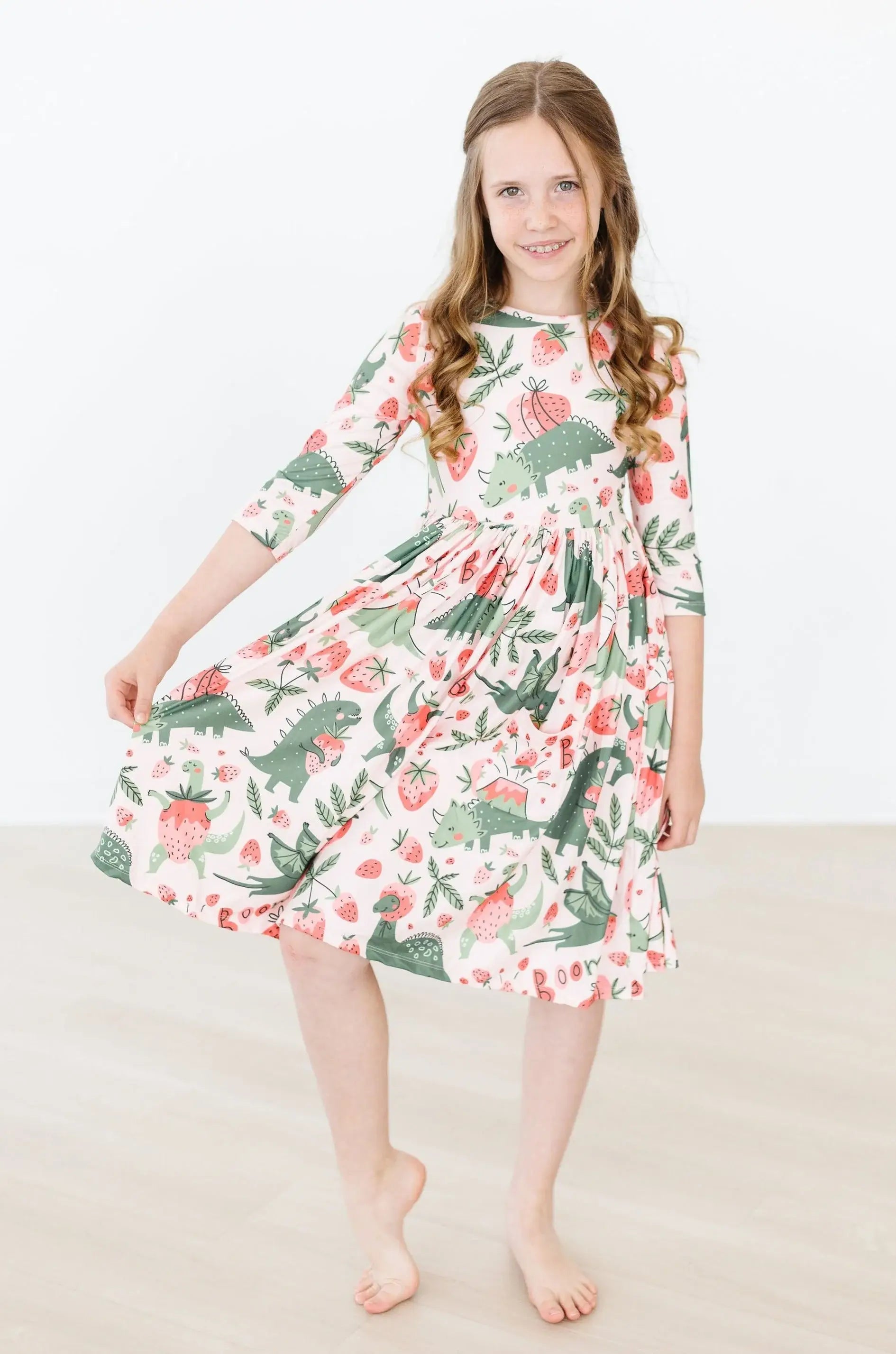 Hear Me Roar 3/4 Sleeve Pocket Twirl Dress - Mila & Rose ® - Flyclothing LLC