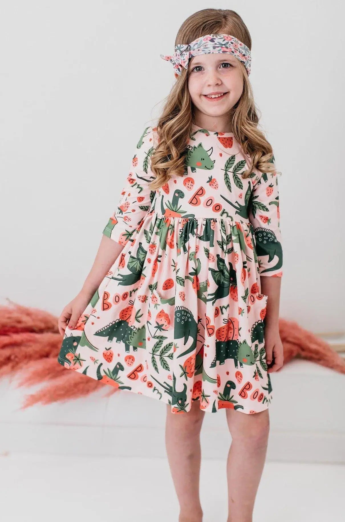 Hear Me Roar 3/4 Sleeve Pocket Twirl Dress - Mila & Rose ® - Flyclothing LLC