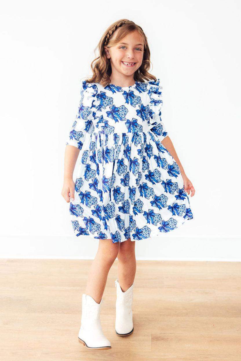 Lone Star 3/4 Sleeve Ruffle Twirl Dress - Mila & Rose ® - Flyclothing LLC
