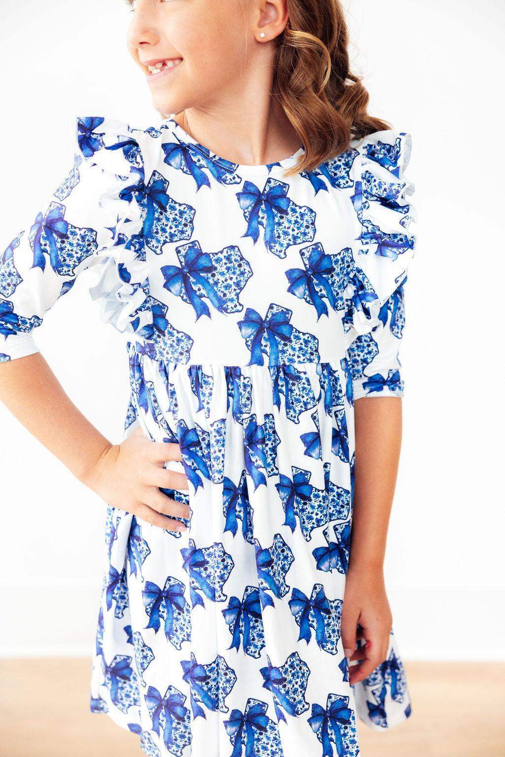 Lone Star 3/4 Sleeve Ruffle Twirl Dress - Mila & Rose ® - Flyclothing LLC