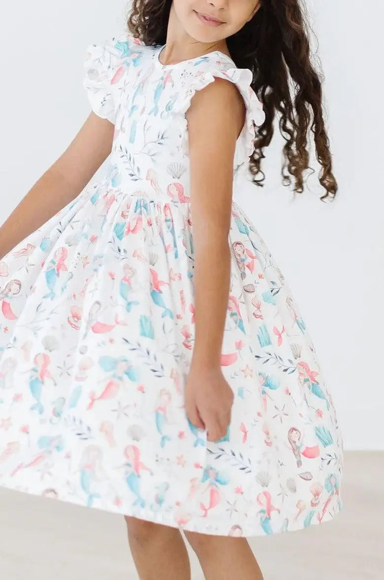 Mermaid Friends Flutter Sleeve Twirl Dress - Mila & Rose ® - Flyclothing LLC