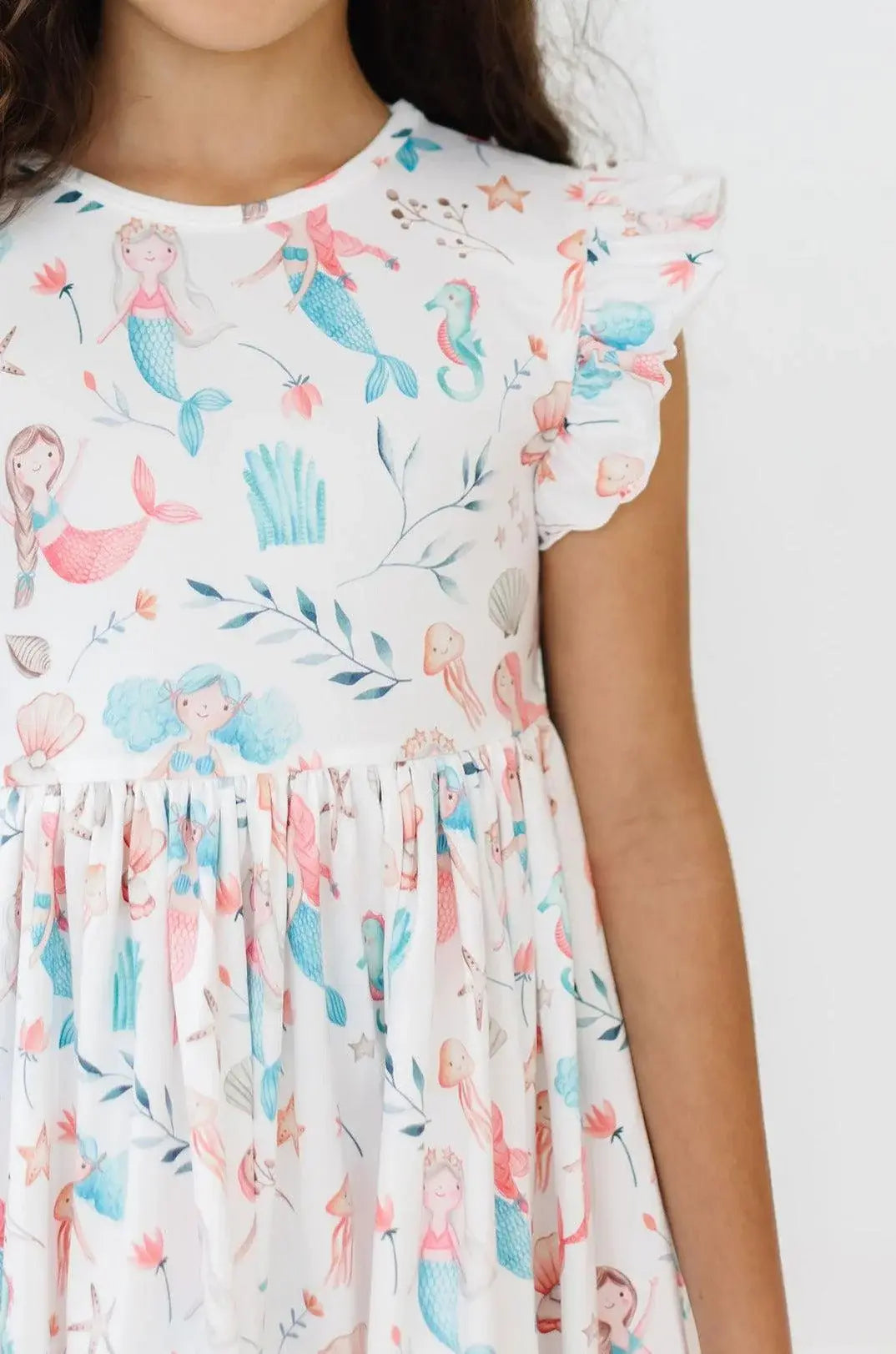 Mermaid Friends Flutter Sleeve Twirl Dress - Mila & Rose ® - Flyclothing LLC