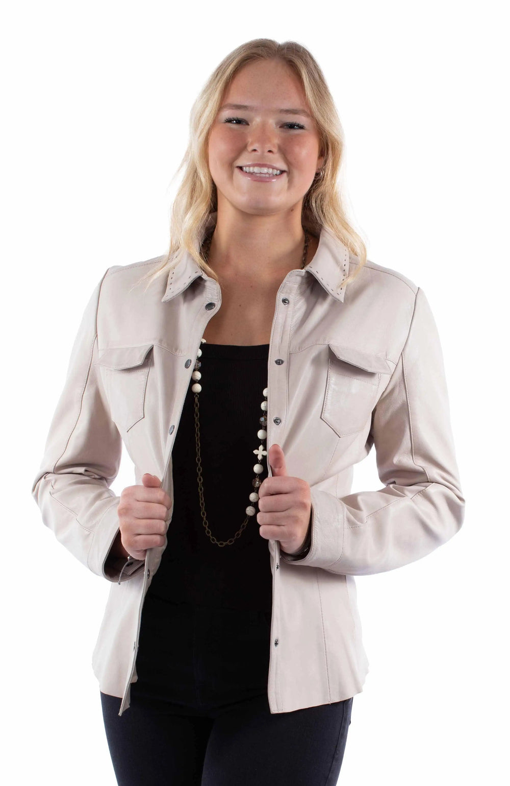 Scully Leather Vanilla Snap Front Shirt Jacket - Scully Leather