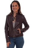 Scully leather Aubergine Ladies zip front jacket L1084 - Scully Leather