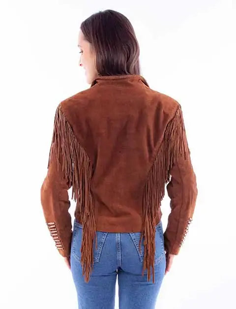 Scully Leather Cafe Brown Fringe/Lacing Jacket - Scully Leather - Flyclothing LLC