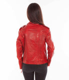 Scully 100% Leather Vintage Red Ladies Mc Jacket L1105 - Scully Leather - Flyclothing LLC