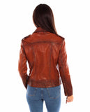 Scully 100% Leather Vintage Brown Ladies Mc Jacket L1105 - Scully Leather