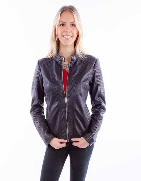Scully Leather Black Lamb Ladies Zip Front Jacket