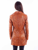 leatherwear womens cognac 100% leather ladies jacket - Scully Leather
