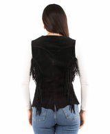 leatherwear womens black 100% leather ladies vest - Scully Leather - Flyclothing LLC