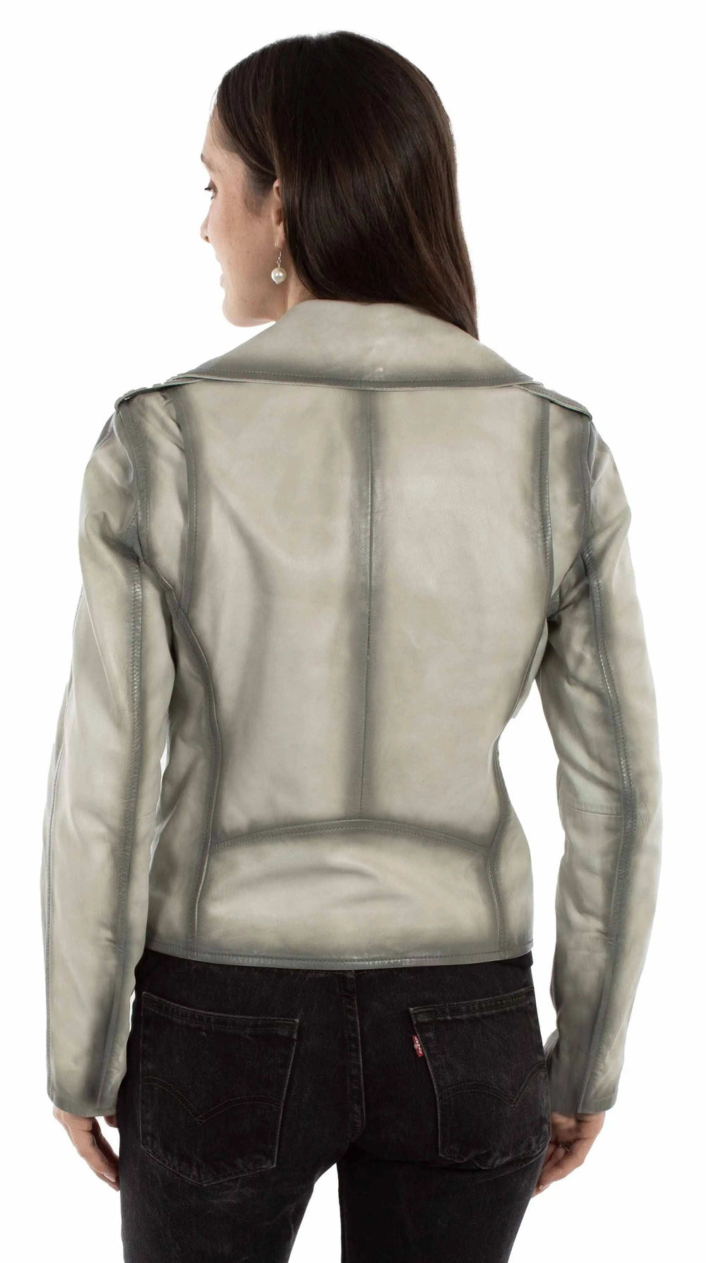 Leatherwear womens 100% leather Grey Ladies mc jacket - Scully Leather - Flyclothing LLC