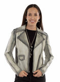 Leatherwear womens 100% leather Grey Ladies mc jacket - Scully Leather