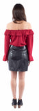 leatherwear womens black lamb 100% leather ladies skirt - Scully Leather