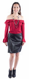 leatherwear womens black lamb 100% leather ladies skirt - Scully Leather