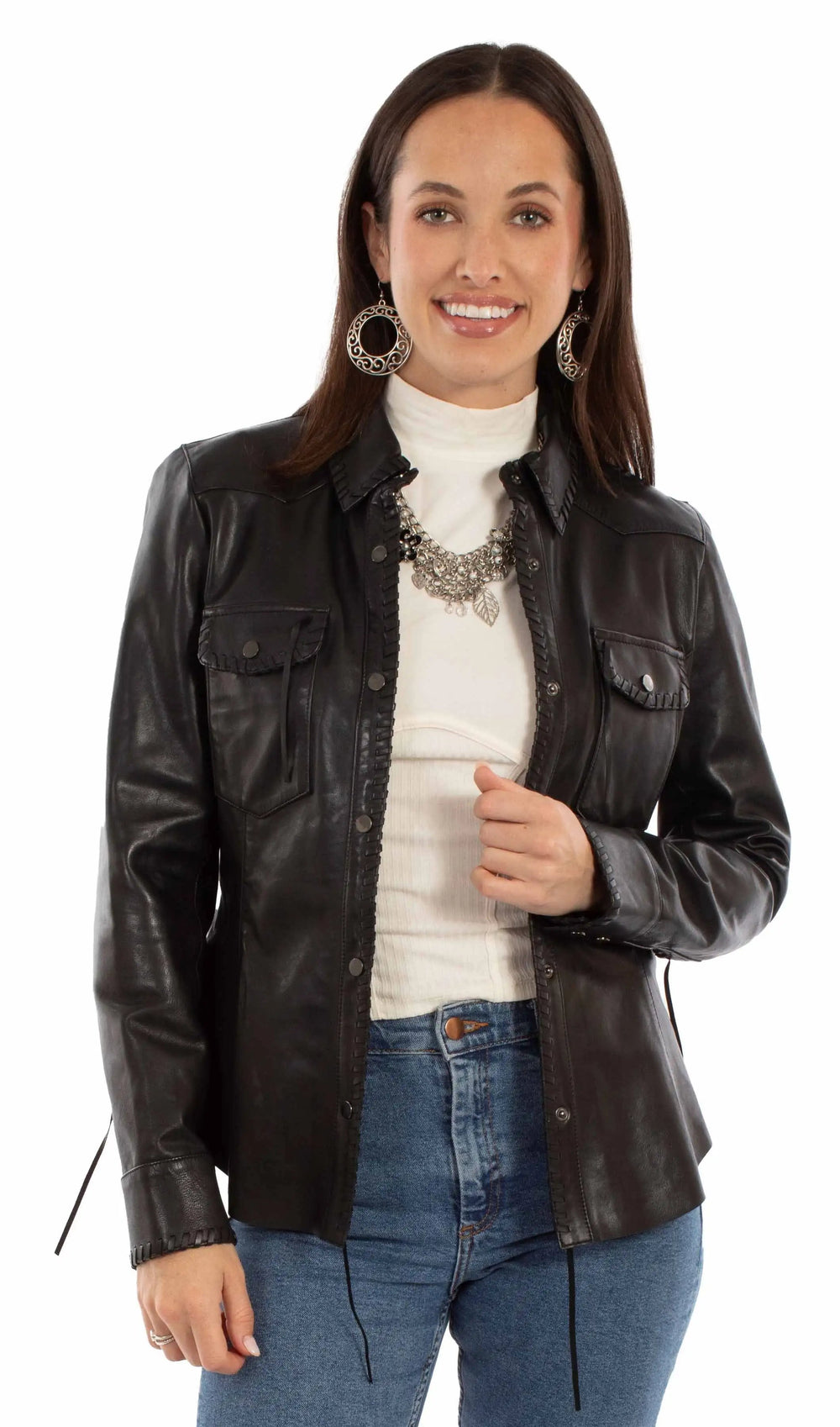 Scully Leather Black Lamb Ladies Shirt - Scully Leather