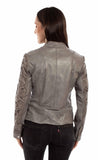 leatherwear womens light grey 100% leather ladies jacket - Scully Leather