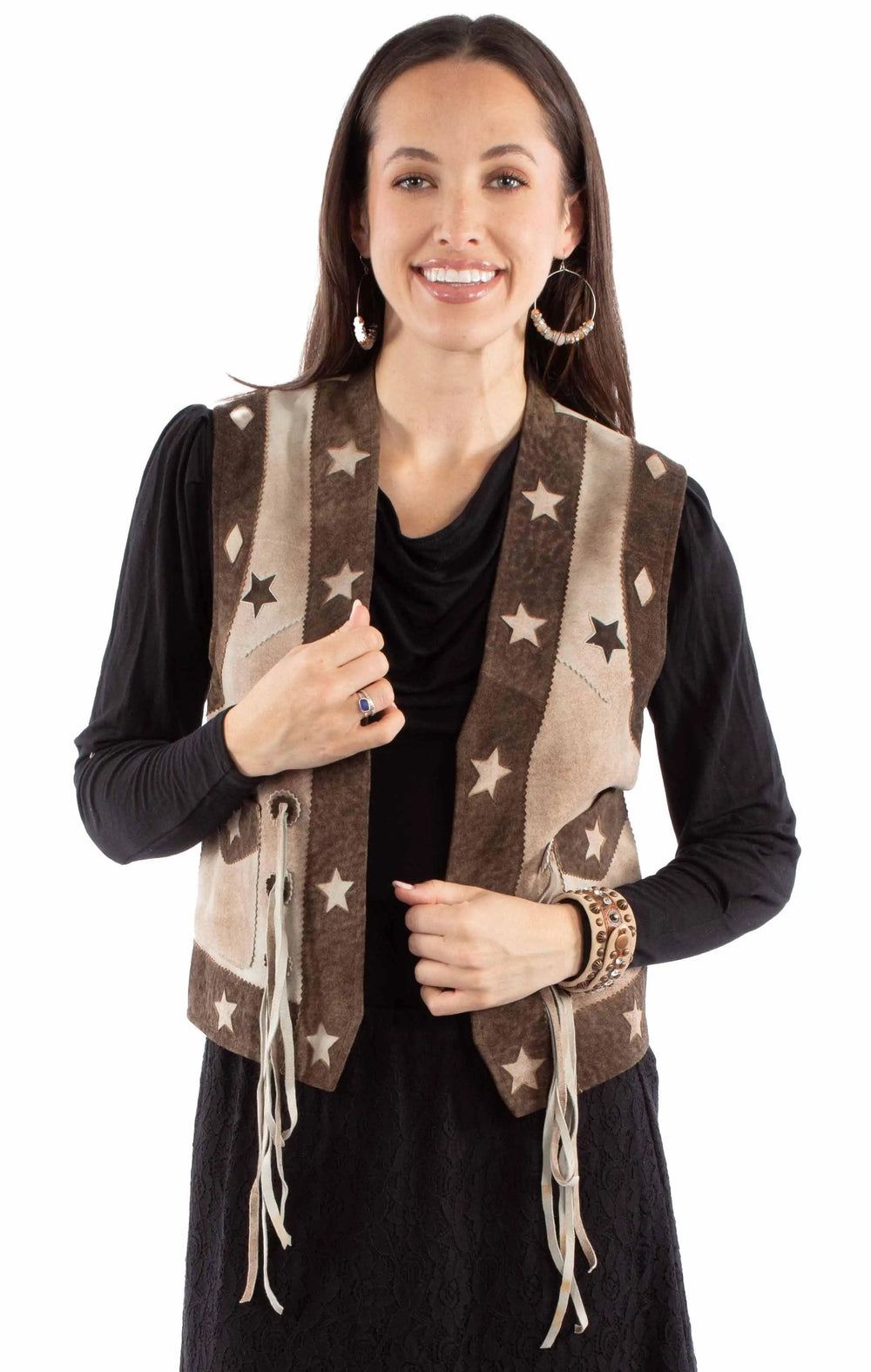 Scully Leather Brown Ladies Star Vest - Scully Leather