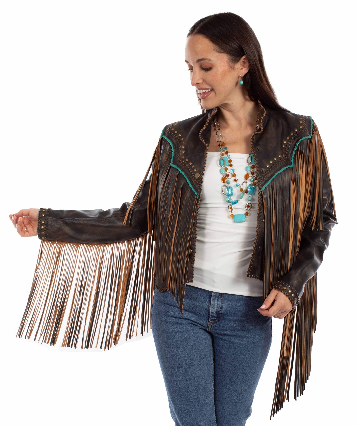 Scully Leather Vintage Black Ladies Fringe Jacket - Scully Leather - Flyclothing LLC