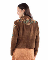 Leatherwear womens 100% leather Brown lamb suede Beaded/fringe jacket - Scully Leather - Flyclothing LLC