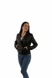 leatherwear womens black lamb 100% leather ladies mc jacket - Scully Leather