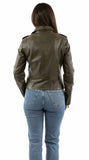 leatherwear womens olive 100% leather ladies mc jacket - Scully Leather