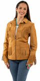 leatherwear womens tan 100% leather ladies fringe embro - Scully Leather